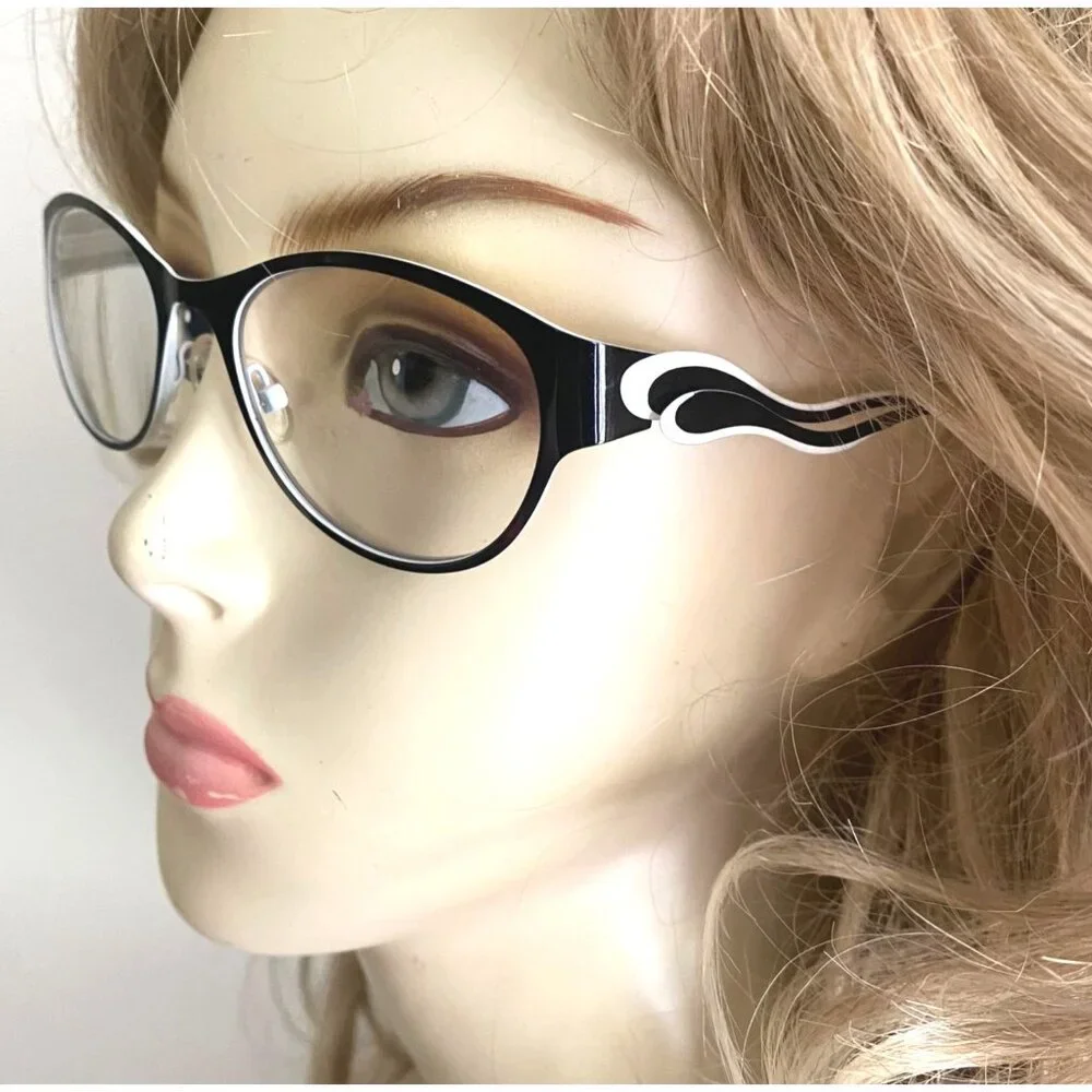 Bovelo par variation glasses prescription frames wavy black/white 086 eyeglasses